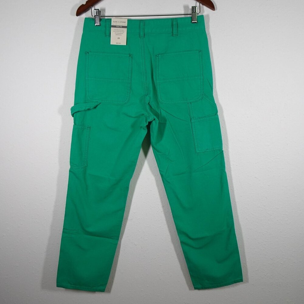 Men's Carpenter Jeans Size 29x27 Green Denim Slim Fit Sun + Stone